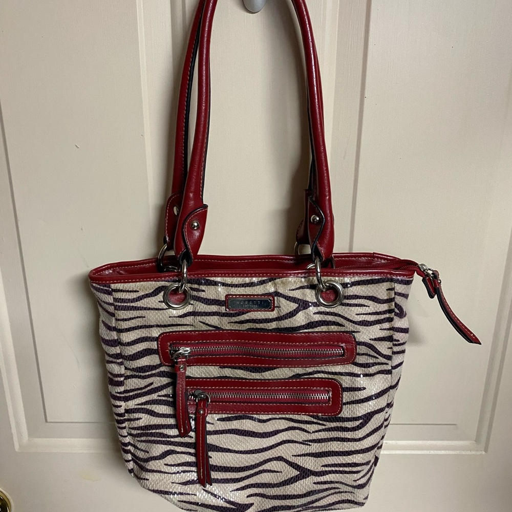 Rosetti Red and White Tote Bag with Durable Design